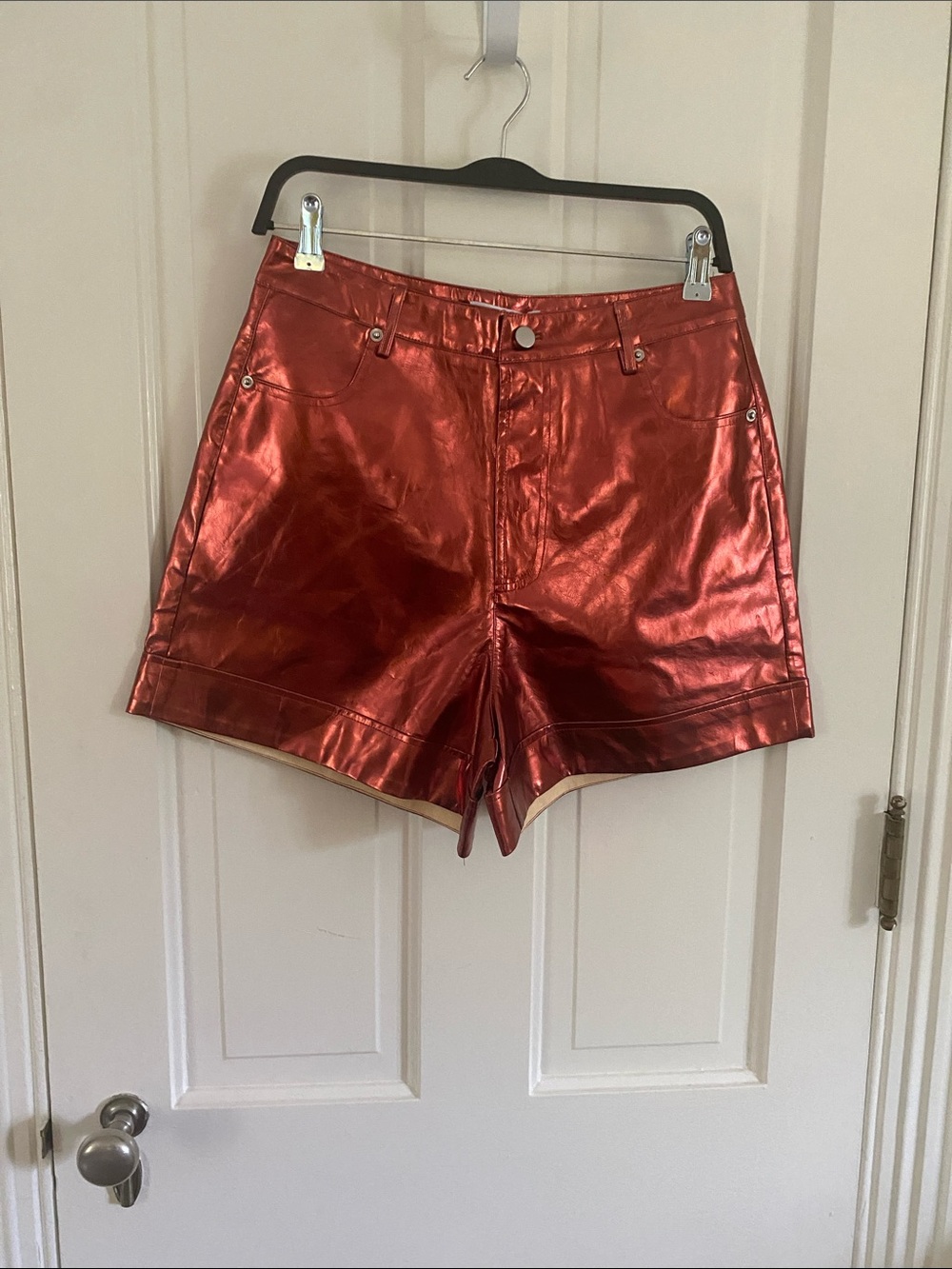 Buddy Love Metallic Red High Waist Shorts